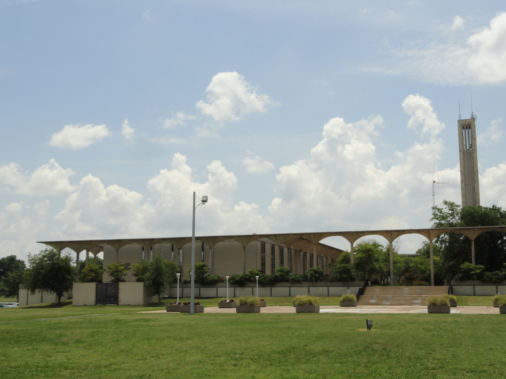 Building on a green lawn 